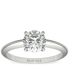 Classic Four Claw Solitaire Engagement Ring in 18k White Gold